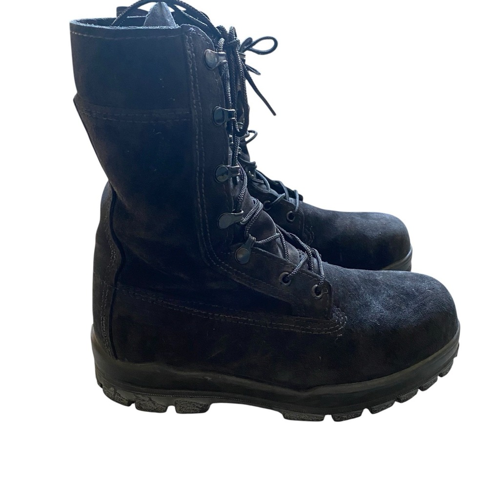 Bates DuraShock Combat Boots Men 7M Black Suede Leather Steel Toe Vibram Sole
